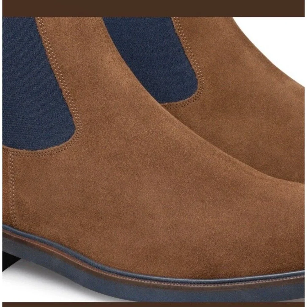 New Johnston & Murphy Collection Hartley Chelsea Boot Suede Leather 11 M Italy